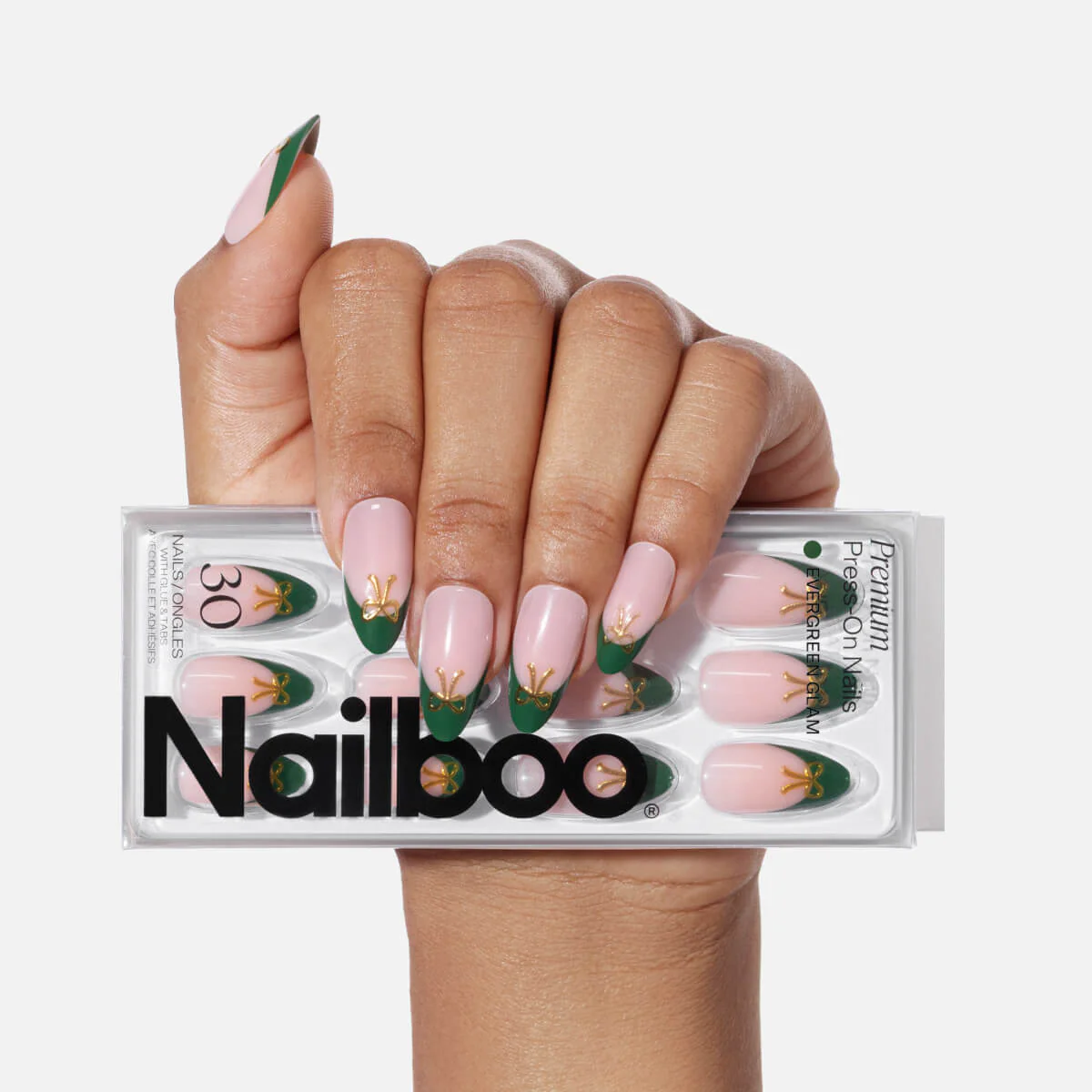 Evergreen Glam Press On (Almond)