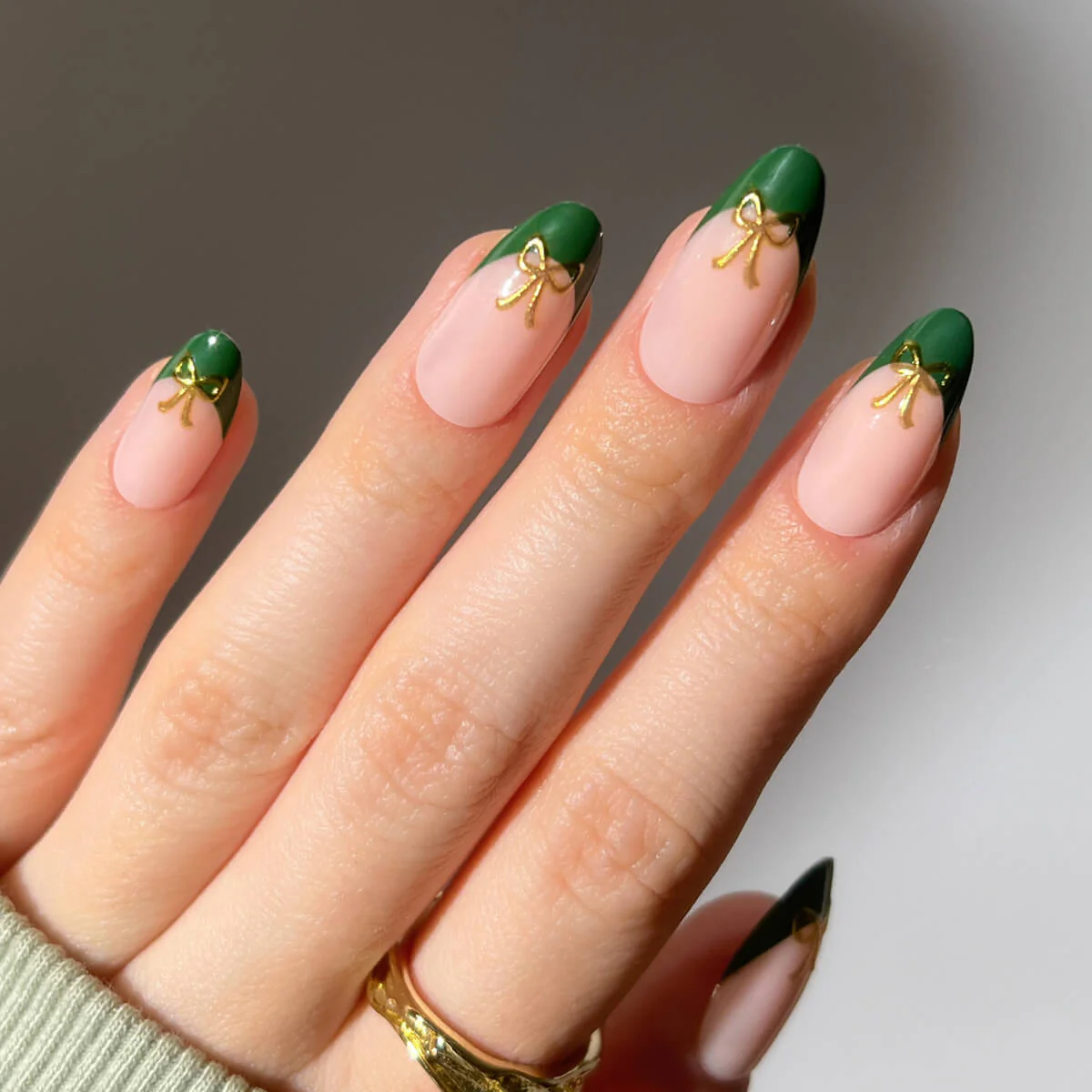 Evergreen Glam Press On (Almond) - Image 2